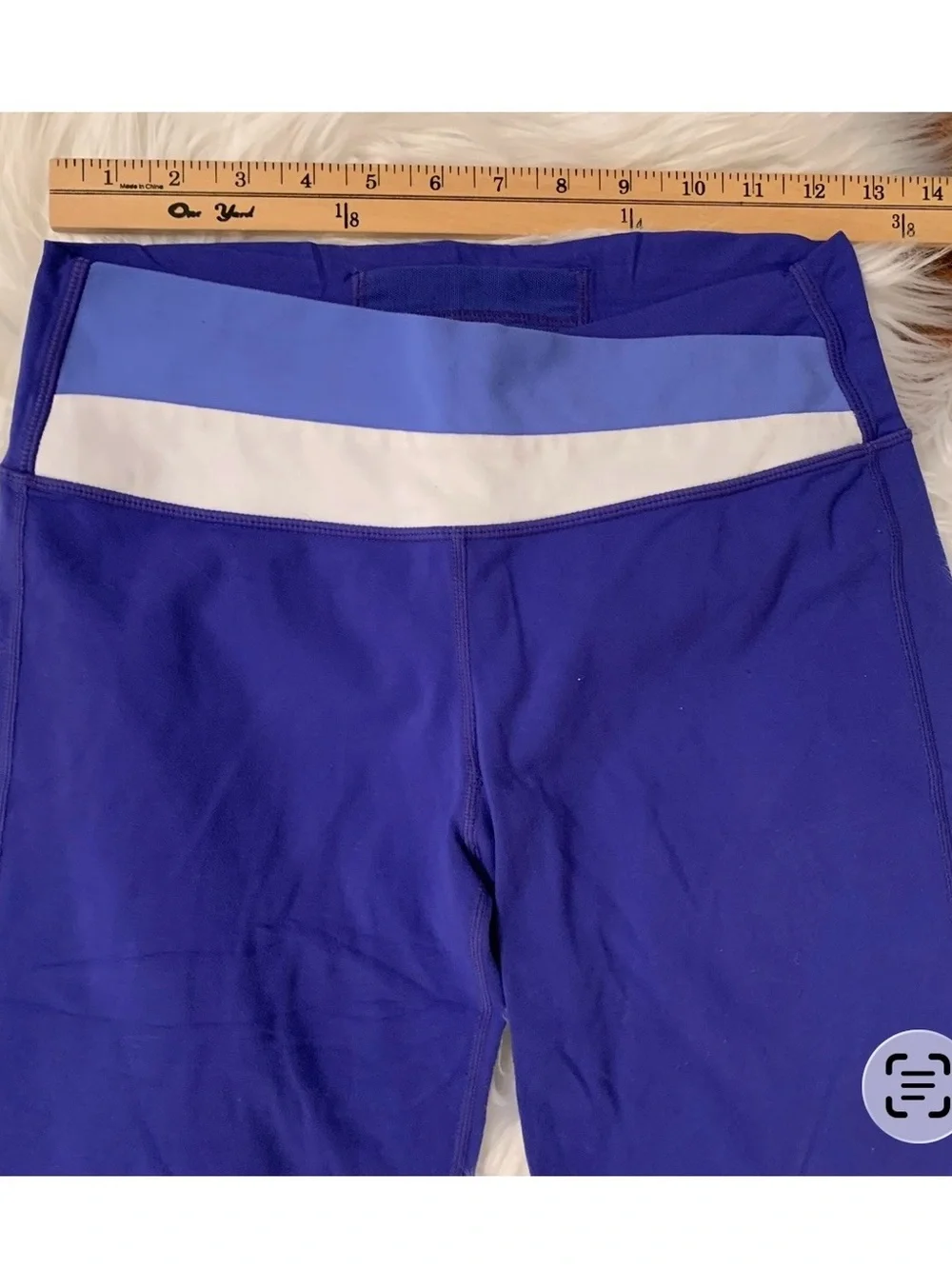 Lululemon Clam Digger Long Shorts S 6 Royal Blue Purple White Inside Back Pocket